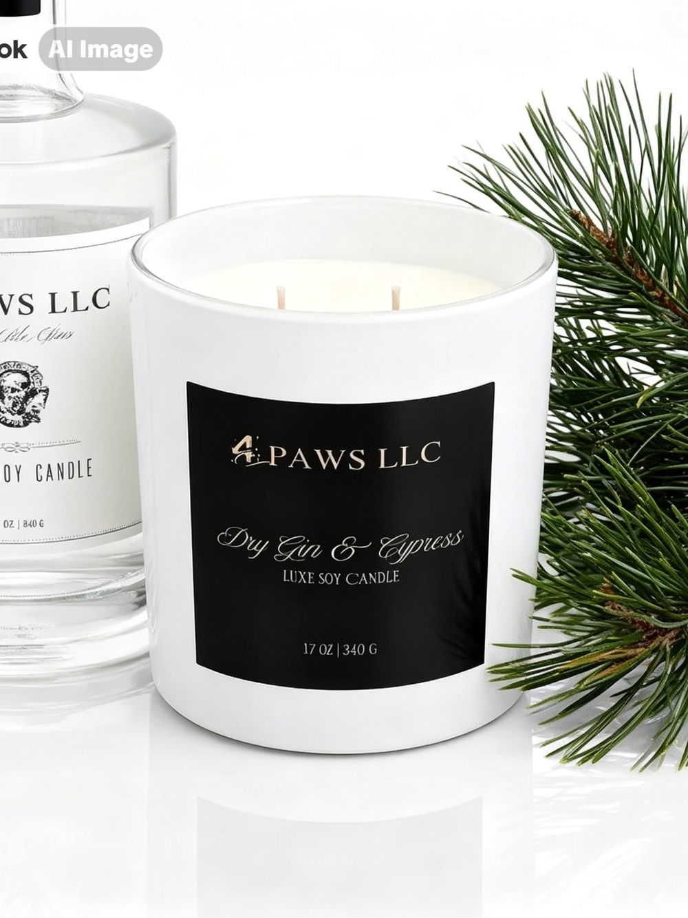 Dry Gin & Cypress Luxe Soy Candle - White